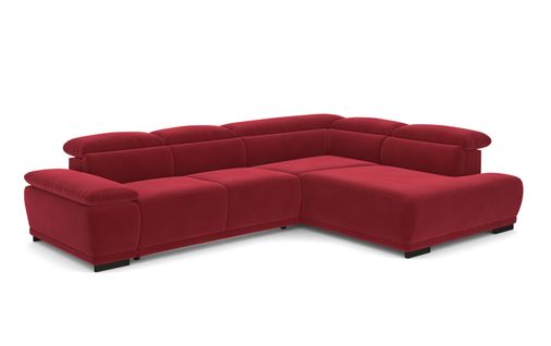 Canapé d'angle droit TORINO tissu velvet rouge