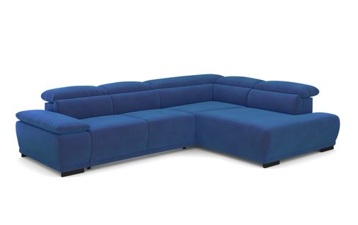 Canapé d'angle droit TORINO tissu velvet bleu