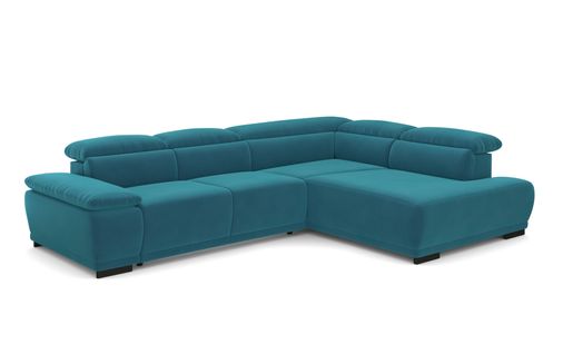 Canapé d'angle droit TORINO tissu velvet vert