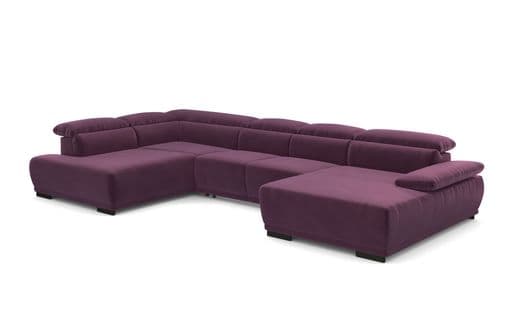 Canapé panoramique TORINO à gauche tissu velvet violet