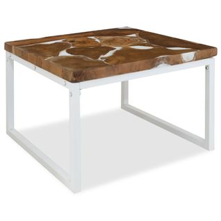 Table Basse Teck Résine 60x60x40 Cm