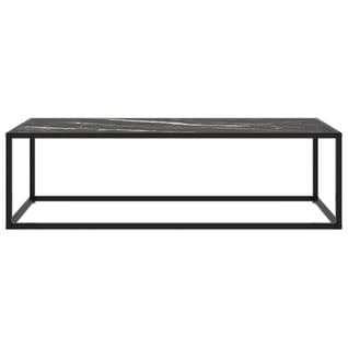 Table Basse Noir Avec Verre Marbre Noir 120x50x35 Cm
