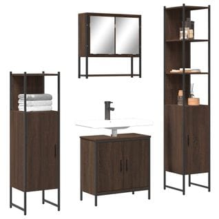 Ensemble De Meubles De Salle De Bain 4 Pièces Chêne Marron