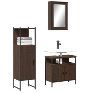 Ensemble De Meubles De Salle De Bain 3 Pièces Chêne Marron