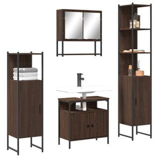 Ensemble De Meubles De Salle De Bain 4 Pièces Chêne Marron