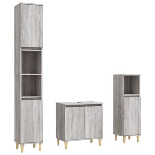 Ensemble De Meubles De Salle De Bain 3 Pièces Sonoma Gris