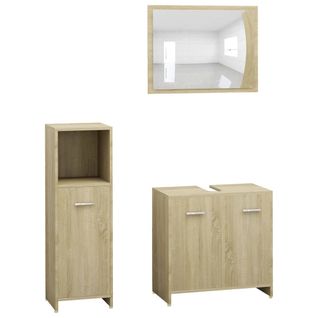 Ensemble De Meubles De Bain 3pcs Chêne Sonoma Bois D'ingénierie