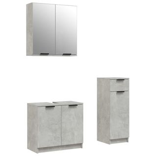 Ensemble D'armoires De Salle De Bain 3 Pièces Gris Béton