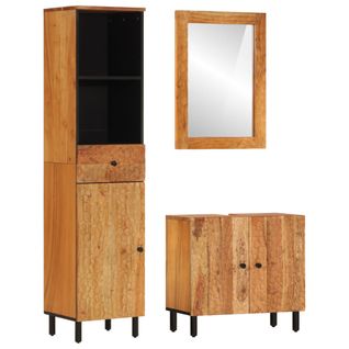 Ensemble D'armoires De Salle De Bain 3 Pièces Bois Massif D'acacia