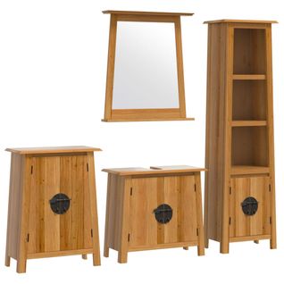 Ensemble De Meubles De Salle De Bain 4 Pièces Bois De Pin Massif