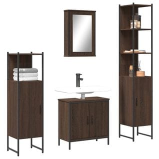 Ensemble De Meubles De Salle De Bain 4 Pièces Chêne Marron