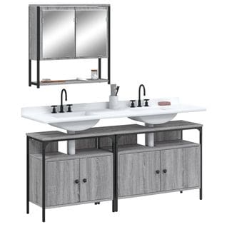 Ensemble De Meubles De Salle De Bain 3 Pièces Sonoma Gris