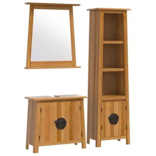 Ensemble De Meubles De Salle De Bain 3 Pièces Bois De Pin Massif