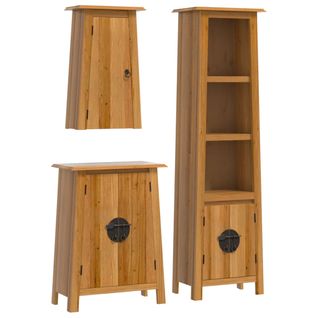 Ensemble De Meubles De Salle De Bain 3 Pièces Bois De Pin Massif