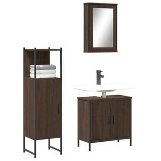 Ensemble De Meubles De Salle De Bain 3 Pièces Chêne Marron