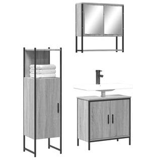 Ensemble De Meubles De Salle De Bain 3 Pièces Sonoma Gris