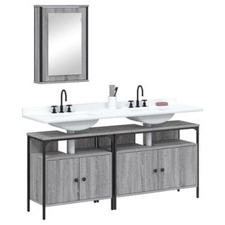 Ensemble De Meubles De Salle De Bain 3 Pièces Sonoma Gris