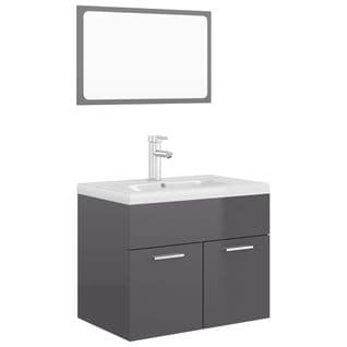 Ensemble De Meubles De Salle De Bain Gris Brillant Aggloméré