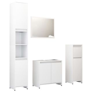 Ensemble De Meubles De Salle De Bain 4pcs Blanc Bois Ingénierie