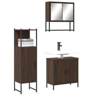 Ensemble De Meubles De Salle De Bain 3 Pièces Chêne Marron