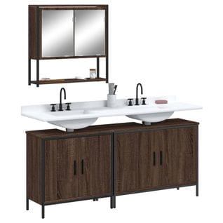 Ensemble De Meubles De Salle De Bain 3 Pièces Chêne Marron