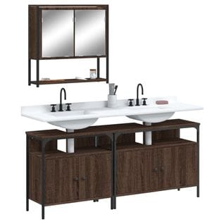 Ensemble De Meubles De Salle De Bain 3 Pièces Chêne Marron