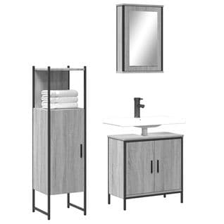 Ensemble De Meubles De Salle De Bain 3 Pièces Sonoma Gris