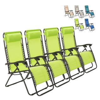 Lot De 4 Chaises Longues Pliantes Et Légères Multipositions Confortables Oasis