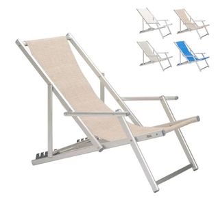 Chaise Pliante Longue Avec Accoudoirs Plage Jardin Camping Mira