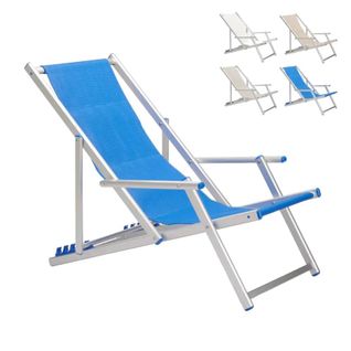 Chaise Pliante Longue Avec Accoudoirs Plage Jardin Camping Mira