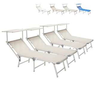 Lot De 4 Bain De Soleil Jardin Transat Piscine Pliant Moderne Maliss