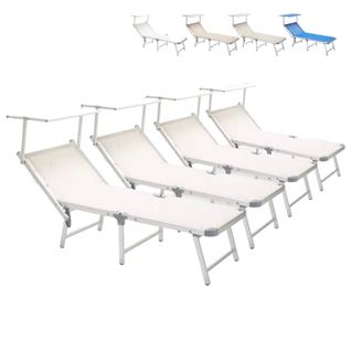 Lot De 4 Bain De Soleil Jardin Transat Piscine Pliant Moderne Maliss