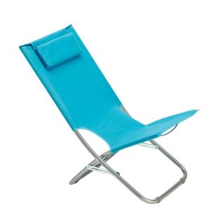 Chaise Longue Pliante Avec Coussin Pour Plage Jardin Camping Aqua