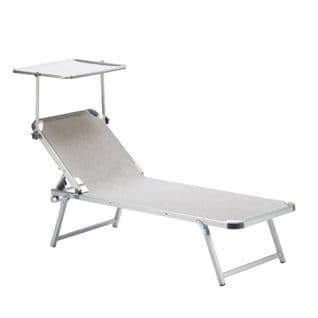 Transat De Plage Bain De Soleil En Aluminium Avec Pare-soleil Catcool