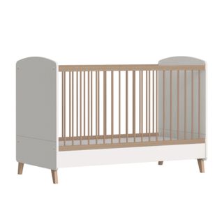 Pack Lit Bébé Évolutif Avec Matelas Kombu   Blanc Et Bois 70x140 Cm