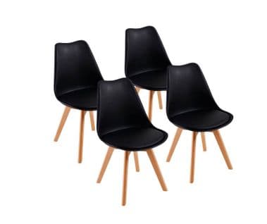 Chaises De Salle À Manger Scandinave, Chaise De Bureau Rétro, Noir,  Lot De 4