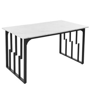 Table De Salle À Manger Rectangulaire 140 X 80 Cm Avec Cadre En Métal, Blanc/noir