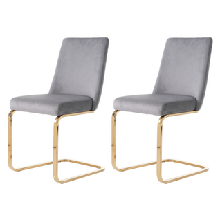 Lot de 2 Chaises En Velours - Gris