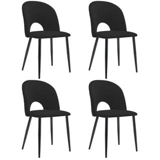 Lot De 4 Chaises Design Avec Dossier Rembourré Et Assise En Velours, Noire