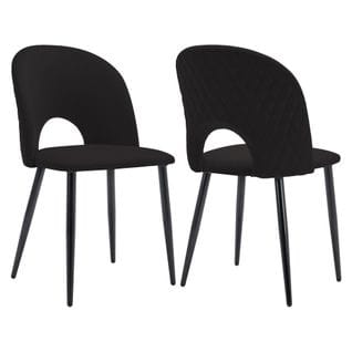 Lot De 2 Chaises Assise En Velours, Noir