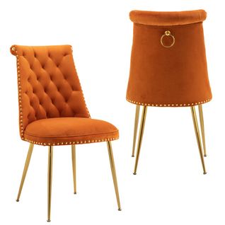 Lot De 2 Chaises En Velours - Orange