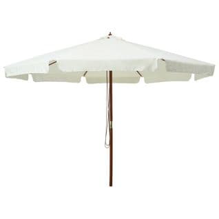 Parasol Avec Mât En Bois 330 Cm Blanc Sable