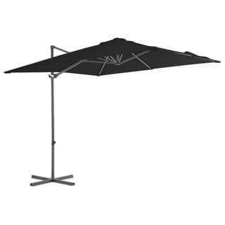 Parasol Déporté Avec Mât En Acier Noir 250x250 Cm