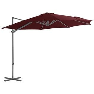 Parasol Déporté Avec Mât En Acier Rouge Bordeaux 300 Cm