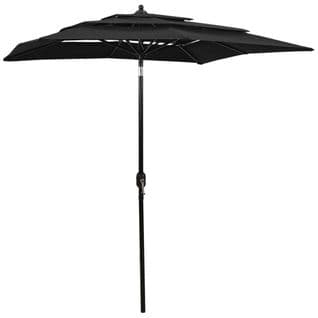 Parasol à 3 Niveaux Avec Mât En Aluminium Noir 2x2 M