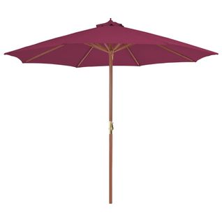 Parasol Avec Mât En Bois 300 Cm Rouge Bordeaux