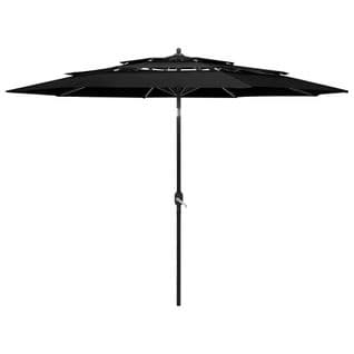 Parasol à 3 Niveaux Avec Mât En Aluminium Noir 3 M