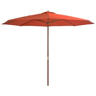 Parasol Avec Mât En Bois 350 Cm Terre Cuite