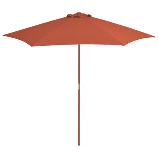 Parasol D'extérieur Avec Mât En Bois 270 Cm Terre Cuite