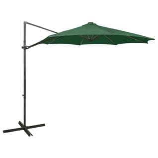 Parasol Déporté Avec Mât Et Lumières LED Vert 300 Cm